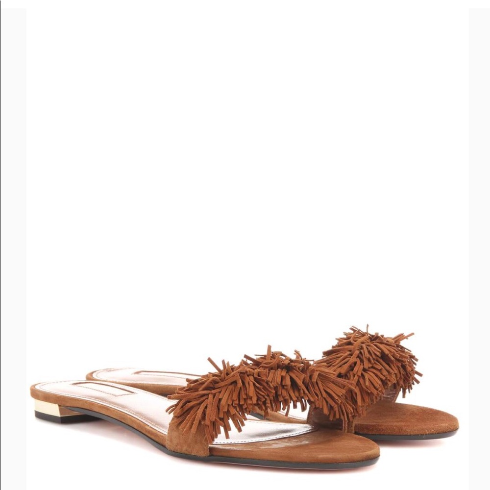 Aquazzura "Wild Things" Suede Flats in Cognac